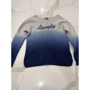 Maddison Sweater Womens Medium Blue Gray Ombre Lovely Sequin Cashmere Crew Neck